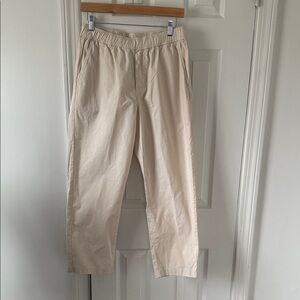 Uniqlo unisex cream cotton pants Elastic waist Size M
